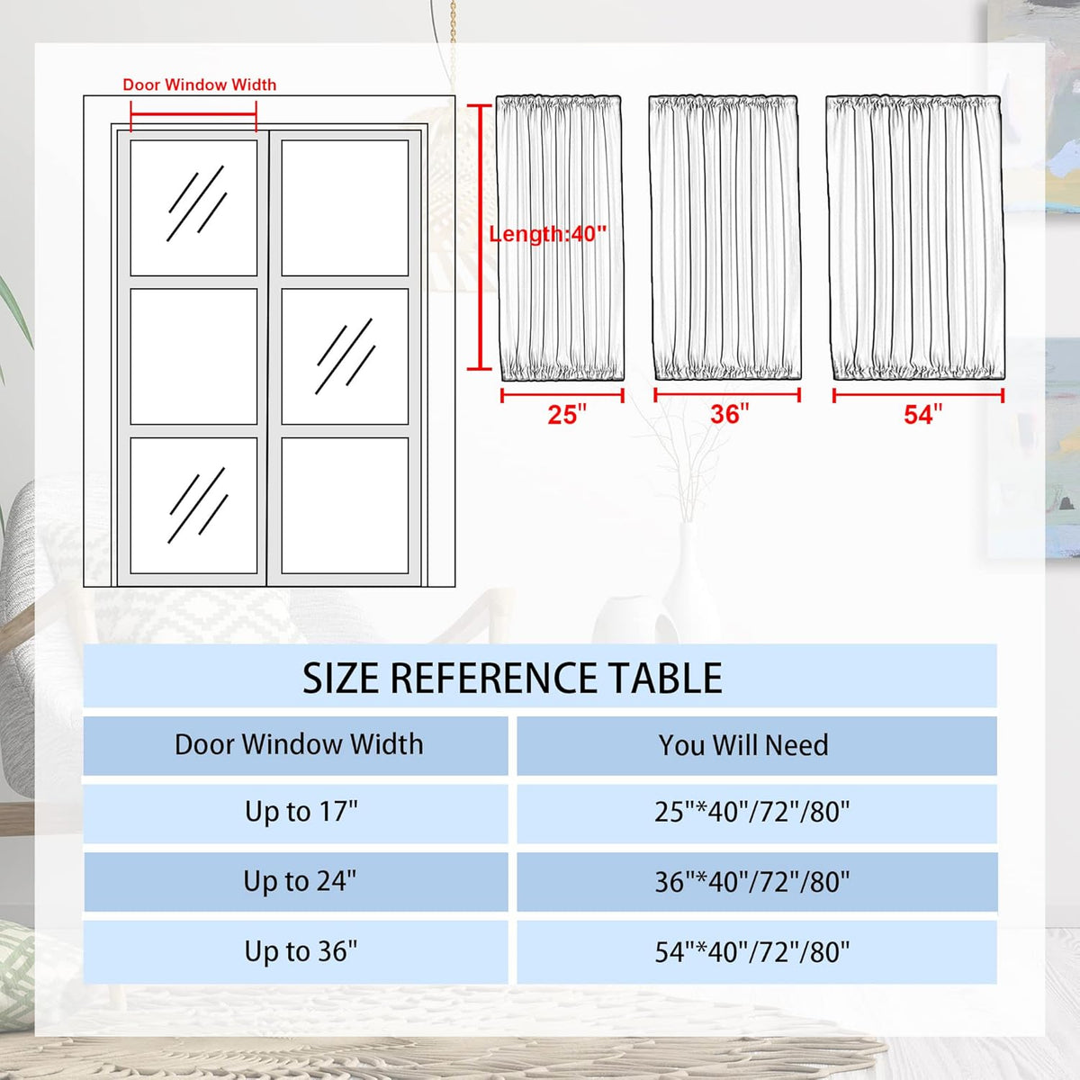 DWCN French Door Curtains – Rod Pocket Thermal Blackout Curtain for Window/Patio Doors/Doorways/Classroom/Kitchen for Privacy, 25W by 40L Inches, 1 Panel with Tieback, Classic Blue