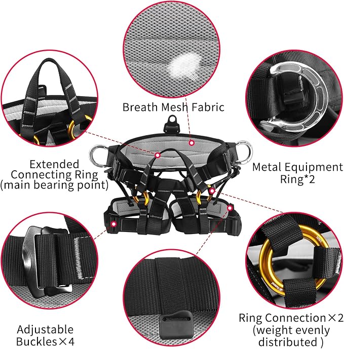 NewDoar Climbing Harness, Mountaineering Rock Climbing Harness, Half Body Harness for Rappelling Fire Rescuing Tree Climbing