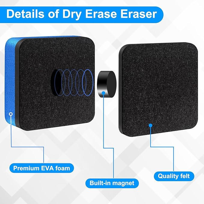 200 Pack Dry Erase Erasers, Mini Magnetic Dry Erase Eraser Bulk, Square Blue White Board Dry Erasers, Ideal Chalkboard Cleansers, Perfect for Kids Classroom, Home and Office (1.97 x 1.97 Inch)