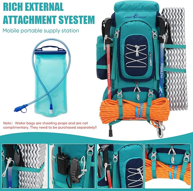 Bseash 70L (65+5) Waterproof Hiking Camping Backpack with Rain Cover, Outdoor Sport Travel Daypack for Climbing Touring (Red)