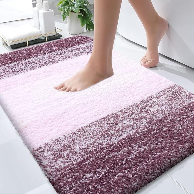 OLANLY Bathroom Rugs Mat 30x20, Extra Soft Absorbent Microfiber Bath Rugs, Rubber Backing, Quick Dry, Machine Washable Bath Mats for Bathroom Floor, Tub and Shower, Home Decor Accessories, Mauve