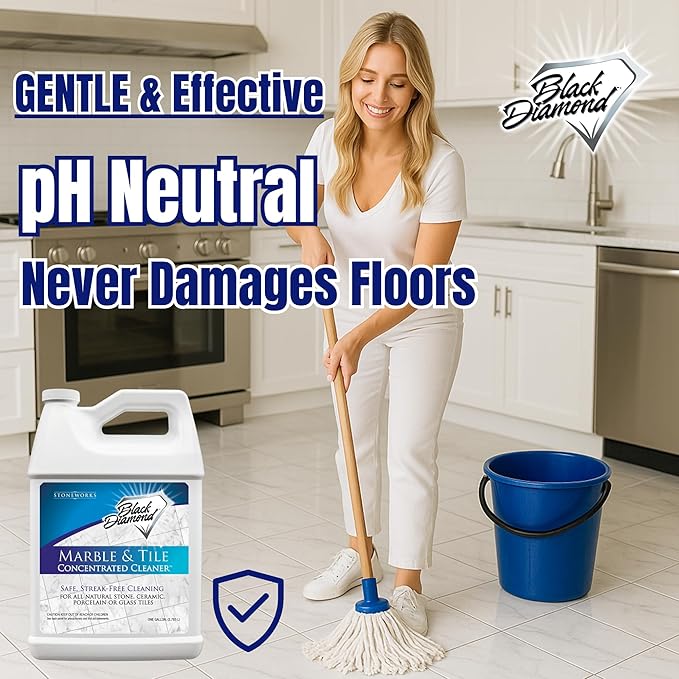 Black Diamond Stoneworks MARBLE & TILE FLOOR CLEANER. Great for Ceramic, Porcelain, Granite, Natural Stone, Vinyl and Brick. No-rinse Concentrate.(1-Gallon)