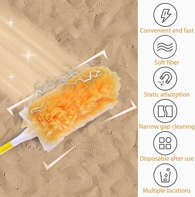 10 Count Heavy Duty Duster Kit for Swiffer Duster, Unscented Disposable Dusters with 1 Handle for Cleaning