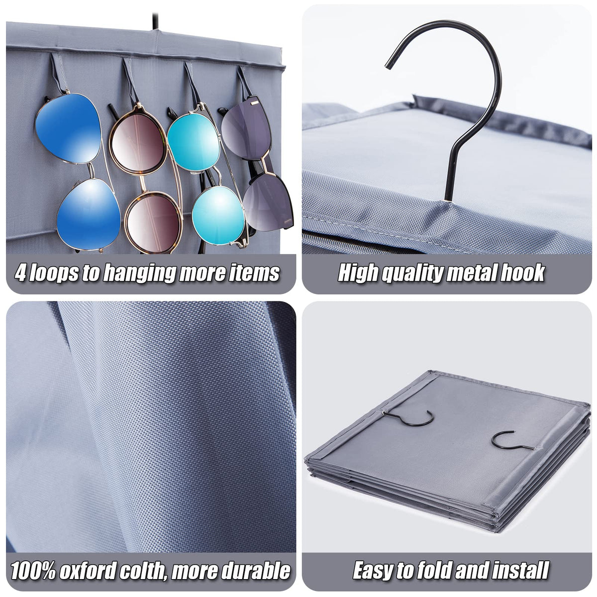 LADYBRO Baseball Cap Storage for Closet Hanging Hat Organizer Hat Rack 10-Shelf or 2 Pcs 5-Shelf, Trucker Dad Golf Cap Newsboy Container Display Hanger Holder Oxford Cloth Space Saver