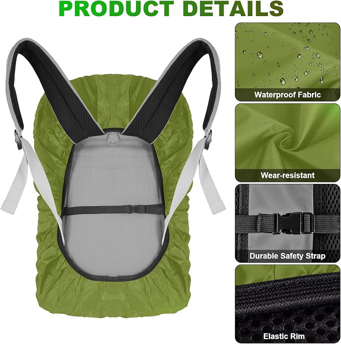 LAMA 2 Pack Waterproof Rain Cover for Backpack, Reflective Rucksack Rain Cover for Anti-Dust/Anti-Theft/Bicycling/Hiking/Camping/Traveling,S Size (for 18L-25L Backpack), 1 Pcs Black+1 Pcs Army Green