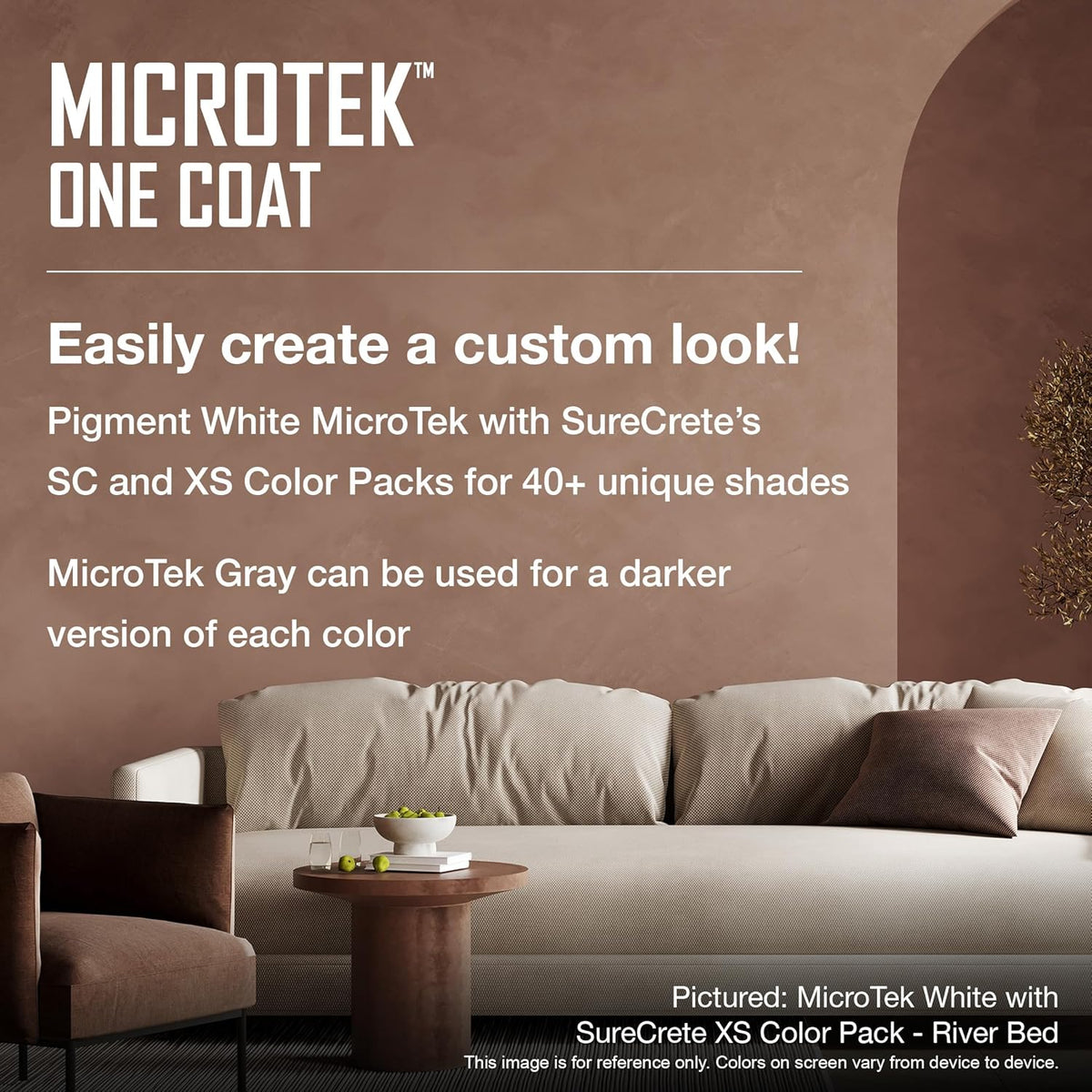 SureCrete MicroTek One Coat | White | 40 lb Bag | Microcement Overlay for Interior & Exterior Walls, Bathrooms, Fireplace Surrounds & Floors | Use with Pigment Packs for Custom Colors