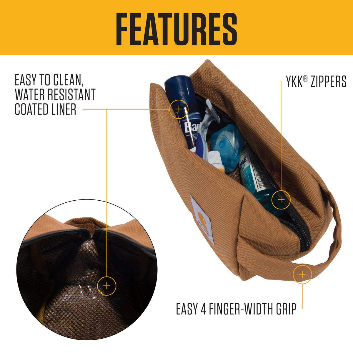 Carhartt Durable Travel Kit, Organize Essentials W/the Water Resistance Toiletry Bag