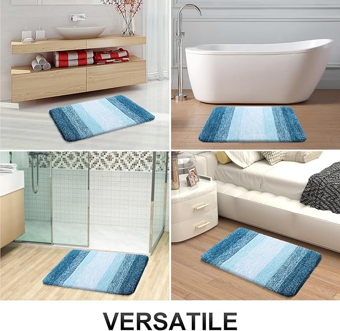 OLANLY Bathroom Rugs Mat 30x20, Extra Soft Absorbent Microfiber Bath Rugs, Rubber Backing, Quick Dry, Washable Bath Mats for Bathroom Floor, Tub and Shower, Home Decor Accessories, Peacock Blue