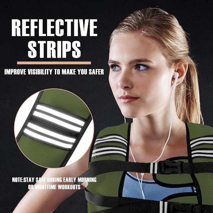 NATURELUX Weighted Vest Men or Women - 5/10/15/20/25/30lbs Weights with Reflective Stripe, Weighted Vest for Workout Equipment for Strength Training Running - Walking Weight Loss
