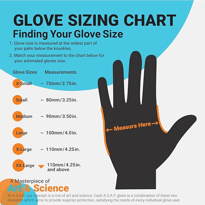 ASAP Thick Black Nitrile Gloves Disposable Latex Free - 6 Mil, Powder Free, Food Safe, Kitchen & Mechanic