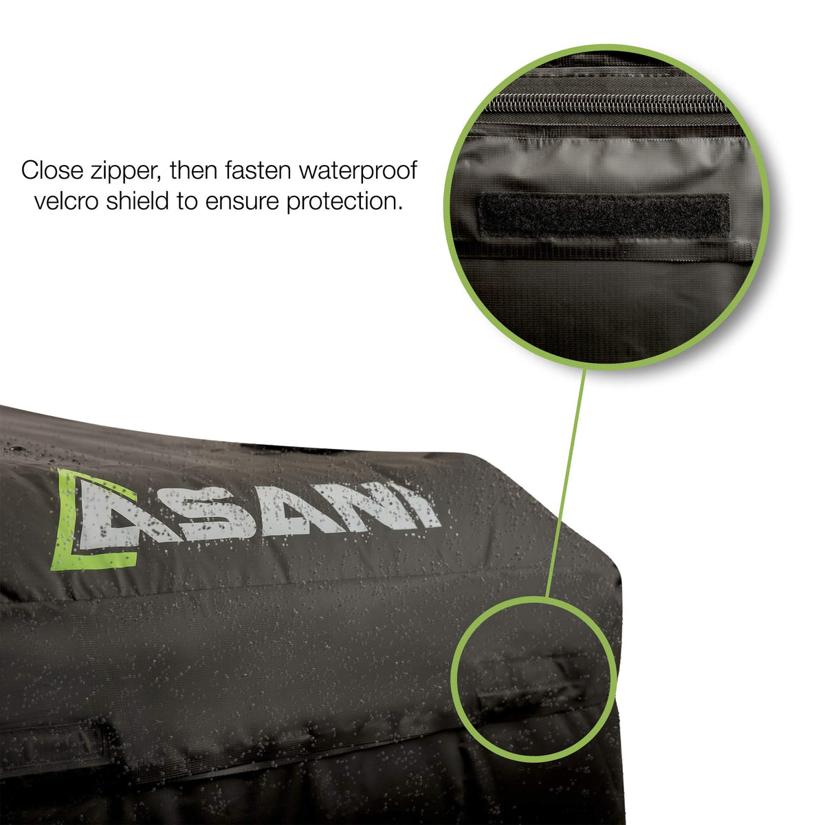 Asani Waterproof Car Roof Top Cargo Carrier Bag with 8 Heavy-Duty Straps and Buckles | Weatherproof Luggage Roofbag for Rooftop Racks | Car Topper Bag for Sedan, SUV, Vans & More (15 Cubic Feet)