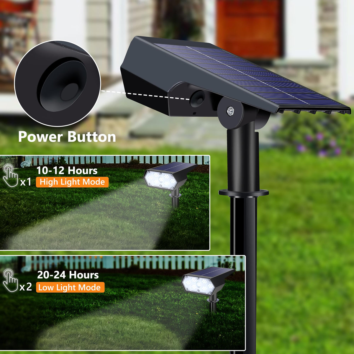 Solar Spot Light Outdoor, 49 LED Lights for Outside, 2 Modes Solar Powered Spotlights, Waterproof Pathway Light for Garden Yard Walkway Driveway Landscape Decorations (4 Pack-Cool White)