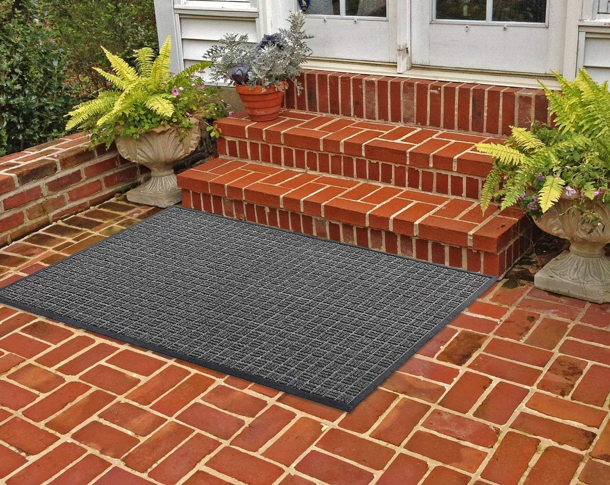 Kempf Water Retainer Entrance Mat, Indoor Outdoor Rubber Rug, Moisture Trapping, Absorbent Mat, 18 by 30-inch, Black