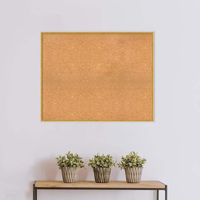 Amanti Art Natural Cork Board for Wall, 31x39 Vision Board with White Frame, X-Large Corkboard Office Decor for Home Organization, Modern Corkboard Pinboard to Display Items for Home Organization in