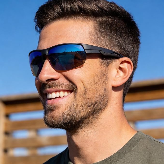 Missfive 2 Pack Mens Preferred Bifocal Sunglasses with Readers Built in, Sporty Semi-Rimless Wrap Dark Reading Glasses UV400 Protection, Adjustable Nose Pad Sun Reader for Outdoor/Driving +1.25