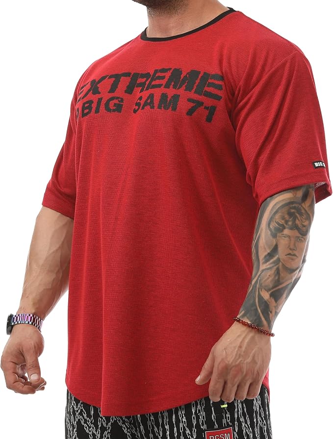 Men's Oversize Gym Fitness and Bodybuilding T-Shirt, Cotton O-Neck Lifestyle Top