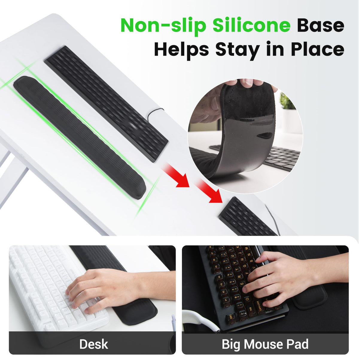 MEKASS Keyboard Wrist Rest, Soft Memory Foam Wrist Support for Keyboard, Keyboard Hand Rest Pad for Wrist Pain Relief, Keyboard Wrist Guard for Long Hours of Work, Gaming, Studying（Classic Black）