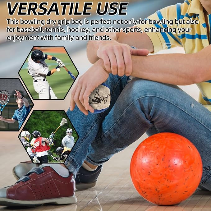TonGass Microfiber Ultra Dry Bowling Grip Ball, Microfiber Bowling Grip Bags, Bowlings Powder Bag for Hands Use - Blue & Grey