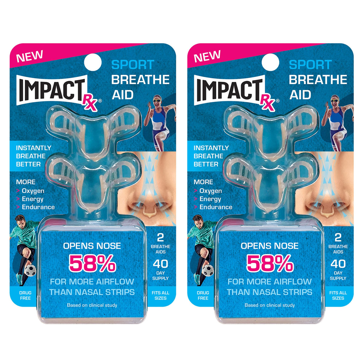 ImpactRx Sport Intra-Nasal Breathe Aids from SleepRight, Breathing Aids for Sports, Nasal Dilator for Athletes (2-Pack)
