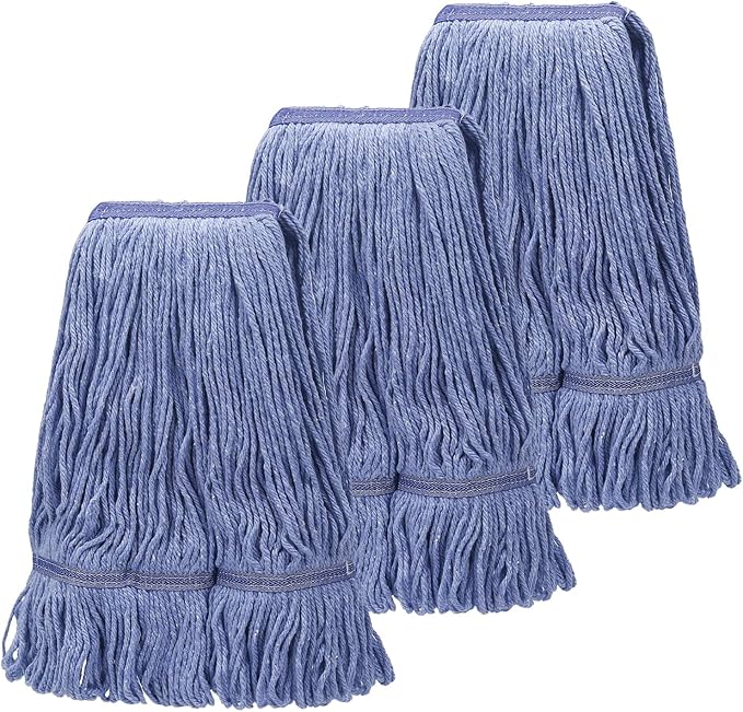 3 Pack Heavy Mop Replace Head,Wet Commercial Industrial Grade Blue Cotton Ring-Shaped Wet Use Mop Replaement Head-Reusable Mop Head Refills,Heavy Duty Industrial Mop Head Replacement