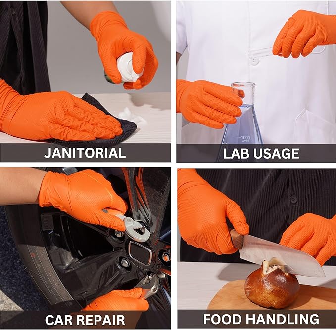 Industrial Nitrile Gloves – Heavy Duty Latex & Powder Free Disposable Gloves with Diamond Texture