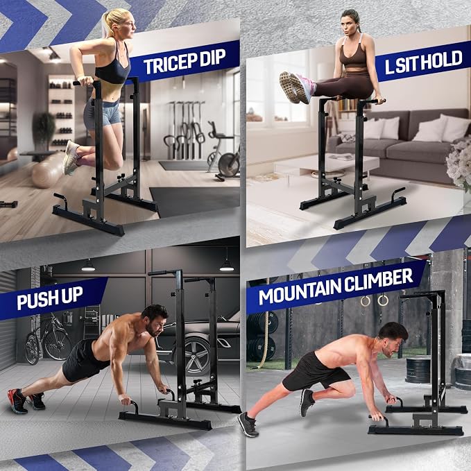 Yes4All Dip Stand 500 LBS Capacity, 80 Levels Adjustable Dip Bars, Dip Station Machine for Home Gym