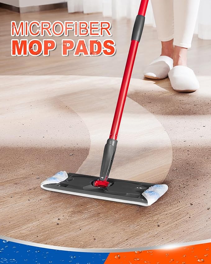 DR DAPPER 6 Pack Microfiber Mop Pads Compatible with O-Cedar H2Pro Flat Mop System, Washable & Reusable Mop Refills, Durable Flat Mop Replacement Pads for All Floor Types