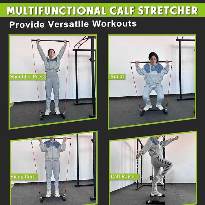 Multifunctional Steel Calf Raise Bar, Wide Standing Calf Raise Block for Calves Stretching, Foot Stretch Platform, Anti-Slip Squat Machine for Home Gym Workout