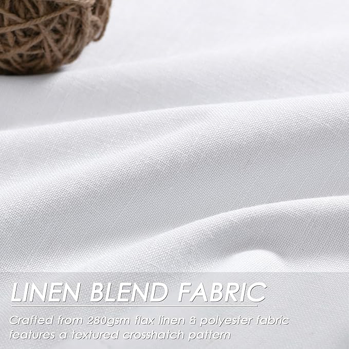 Full Black Out White Window Curtains, 102 Inches Long 2 Panels Set for Living Room Cotton Textured Long Blackout Curtains With Backing Thermal Insulated Drapes for Winter Nursery Bedroom Pure White