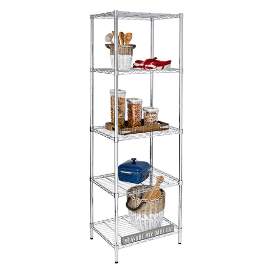 Honey-Can-Do 5-Tier Heavy Duty Adjustable Shelving Unit, 250-lb Per Shelf NSF Certified Metal Storage Rack, Chrome Wire Shelf for Kitchen Pantry Garage, 24 x 18 x 72 in