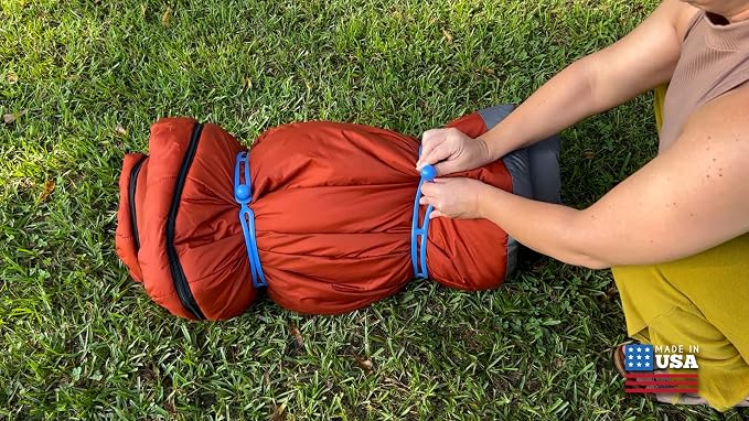 BluBird Rapid Tie Adjustable Strap, 15" Expandable Heavy Duty Indoor Outdoor Ball Ties Cord (UV Resistant, No Recoil Like Bungee Cord, Made in USA) - Red - 10pk