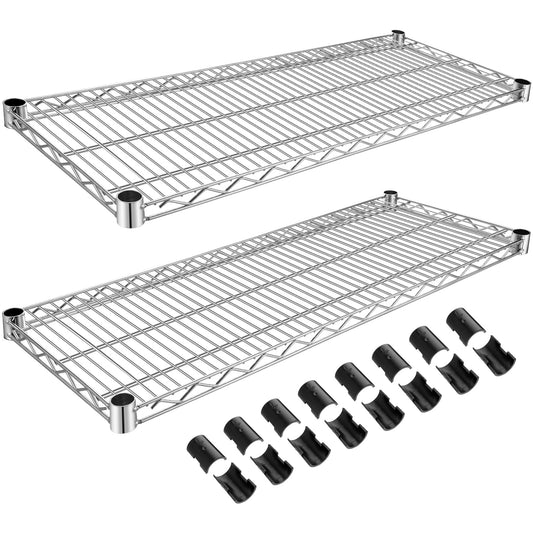 MorningRo 2 Pack Additional Wire Shelf for Wire Shelving Units Chrome Finish Shelving Weight Capacity 600-800 Lb, Heavy Steel Industrial for Warehouses, Closets, Kitchen(Sliver,14" W X 36" L)