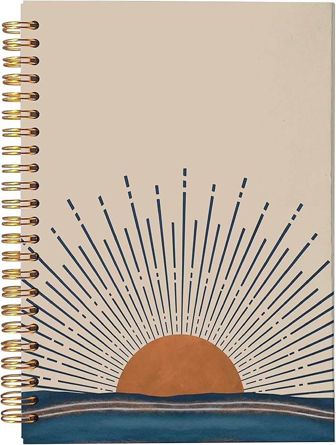 VNWEK Boho Notebook,Hardcover Spiral Notebooks 5.5×8.3 Inch,Aesthetic Notebook,Boho JournalGifts For Woman Man