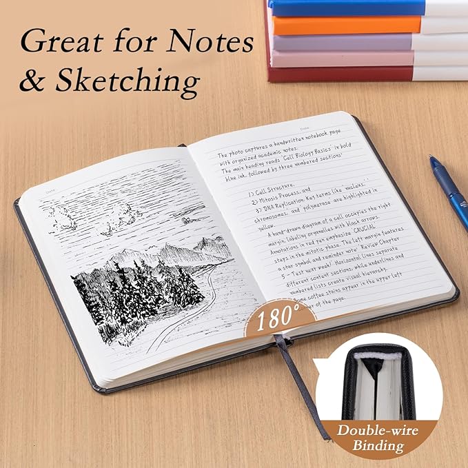 deli A5 Lined Journal Notebook, 160 Pages Hardcover Writing Notebook, 5.5"x8.2" College Ruled Notebook for Office, School, Work Notes (Black)