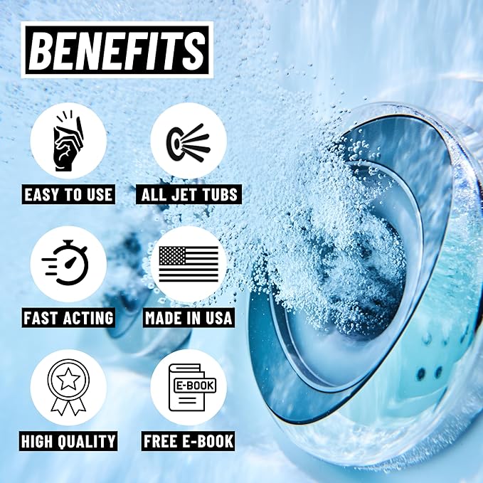 Jetted Tub Cleaner For Bathtub Jets - Whirlpool & Jacuzzi Tubs, Fast Acting, Best Spa Cleaner Chemical For The Jets And The Tubes, Pro Grade Heavy Duty, Made In USA, 16 oz