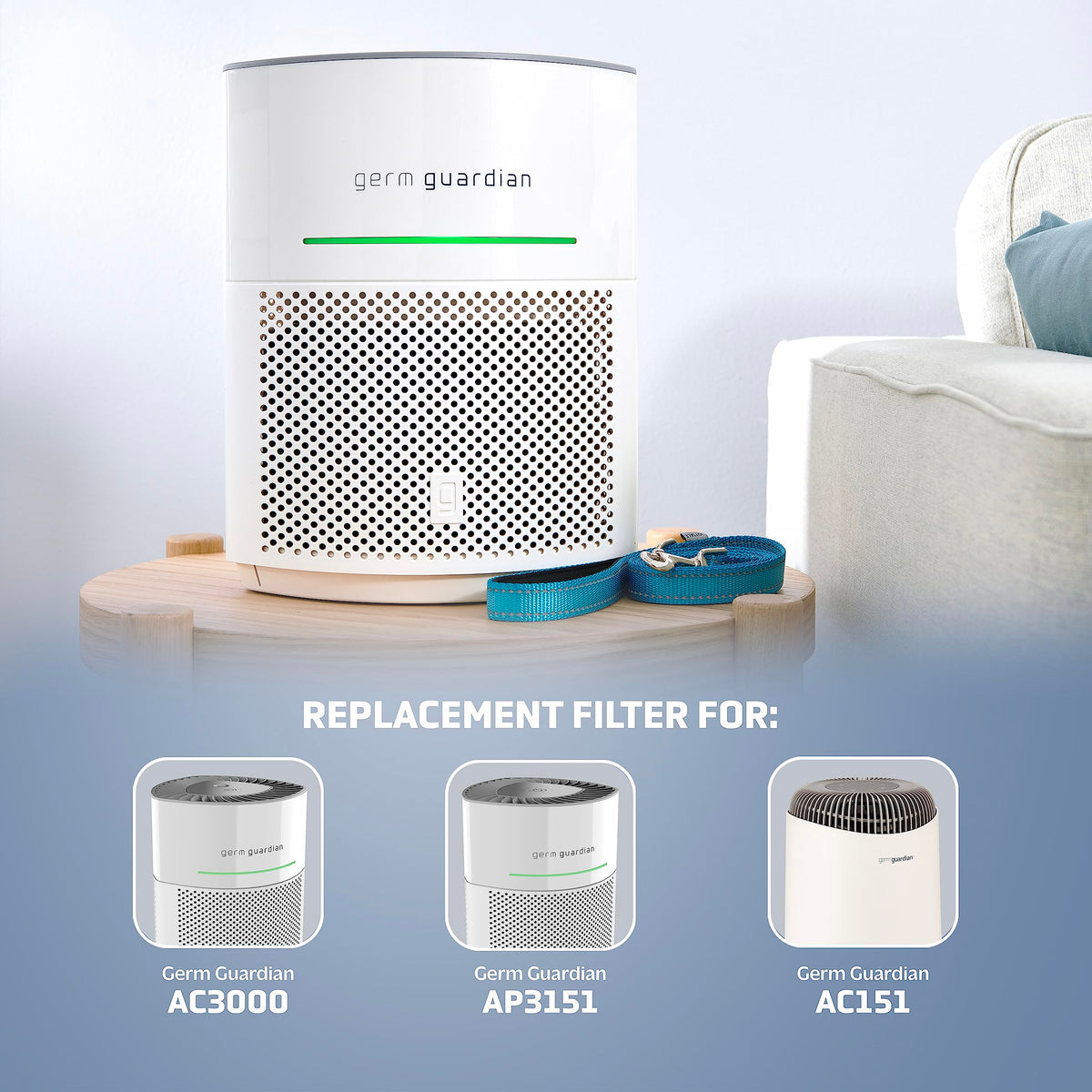 GermGuardian Filter V Smoke Clear HEPA Genuine Air Purifier Replacement Filter, Removes 99.97% of Pollutants, Wildfire Smoke, Toxins and Odors, for AC3000, AC3050, AP3151, AC151, Black/Gray, FLT151SM