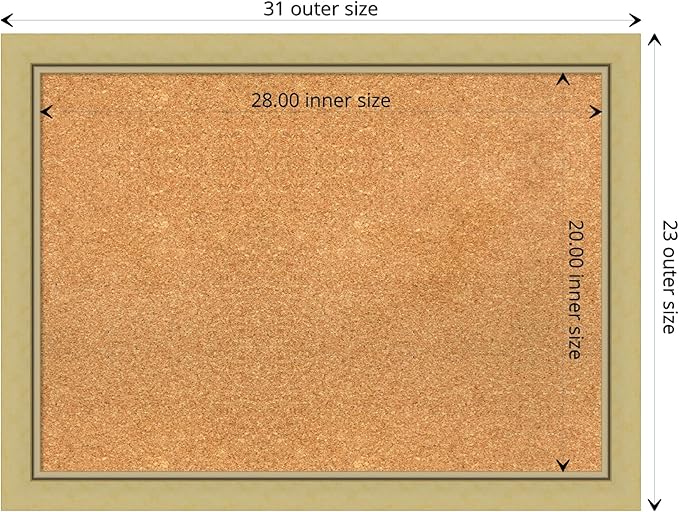 Amanti Art Natural Cork Board for Wall, 23x31 Vision Board with Gold Frame, Medium Corkboard Office Decor for Home Organization, Casual Corkboard Pinboard to display items for home organization