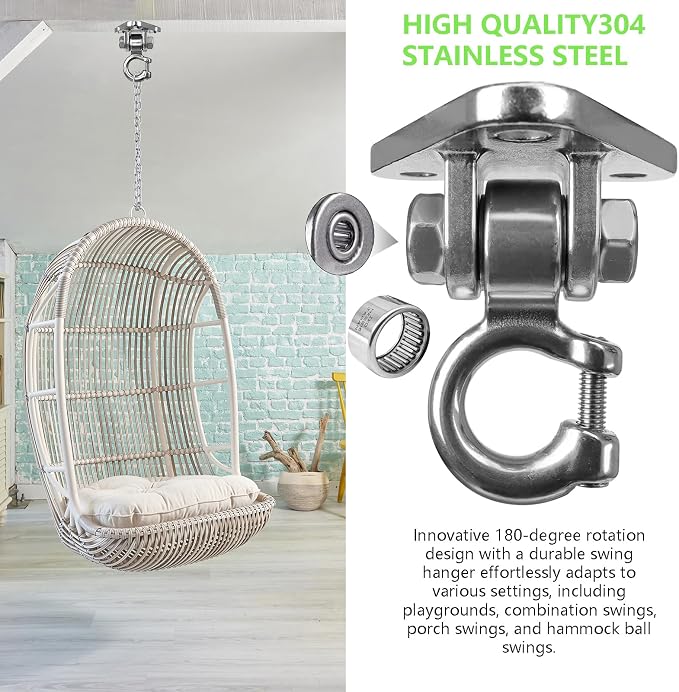 Heavy Duty Swing Hangers Swing Hanging Chairs Hammocks Hooks Hanging Snap Hooks Screws Bolt, Swing Set Bracket for Inddor Outdoor Playgrounds Yoga