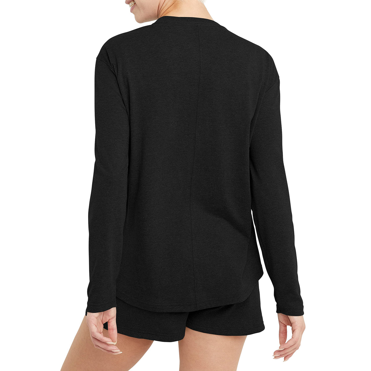 Hanes Comfortblend Standard Originals Tri-Blend Long-Sleeve T-Shirt, Crewneck Tee for Women, Relaxed Fit, Plus Sizes, Black, 2X Large