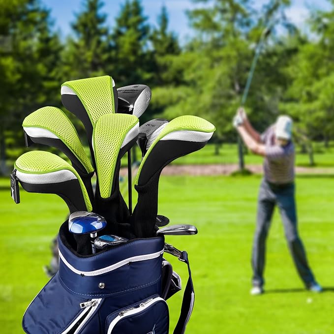 Andux 5pcs/Set Mesh Golf 460cc Driver Fairway Wood Club Head Covers Long Neck with No. Tags
