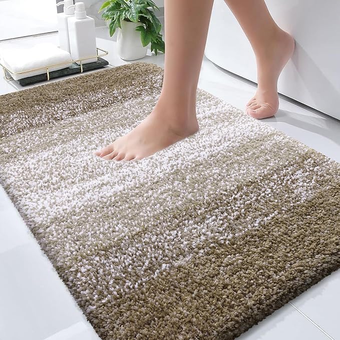 OLANLY Bathroom Rugs Mat 30x20, Extra Soft Absorbent Microfiber Bath Rugs, Rubber Backing, Quick Dry, Machine Washable Bath Mats for Bathroom Floor, Tub and Shower, Home Decor Accessories, Coffee