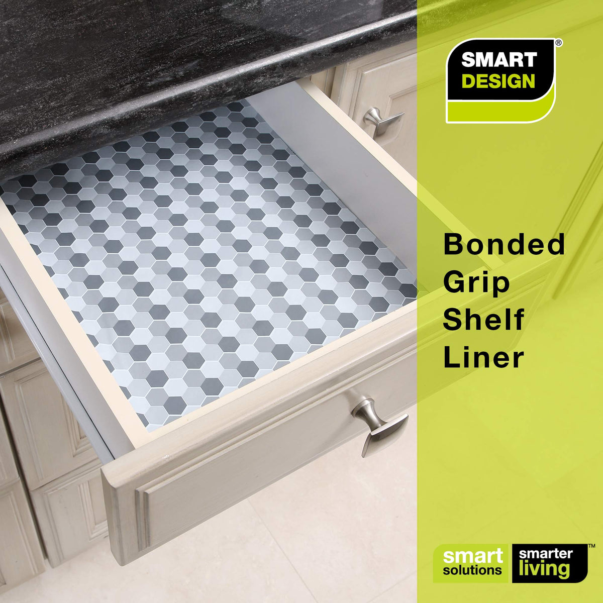 Smart Design Bonded Grip Shelf Liner - 12 Inch x 10 Feet - Non Adhesive, Strong Grip Bottom, Easy Clean Kitchen Drawer, Cabinet, Cupboard Dresser Protector Cover, Non Slip Rubber Mat - Ocean Origami
