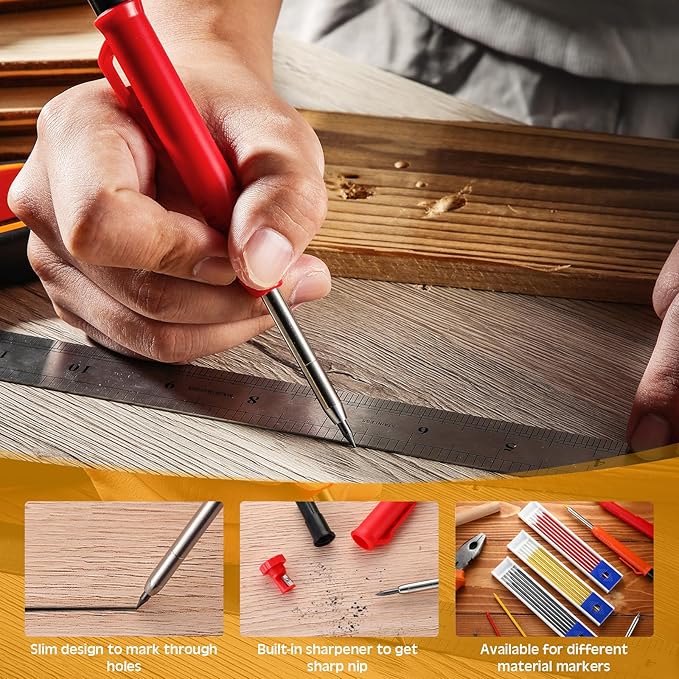 Zhehao 120 Pieces 2.8 mm Carpenter Pencil Refills HB Refill for Construction, Writing, Drawing, Drafting, Woodworking (Black, Red, Yellow)