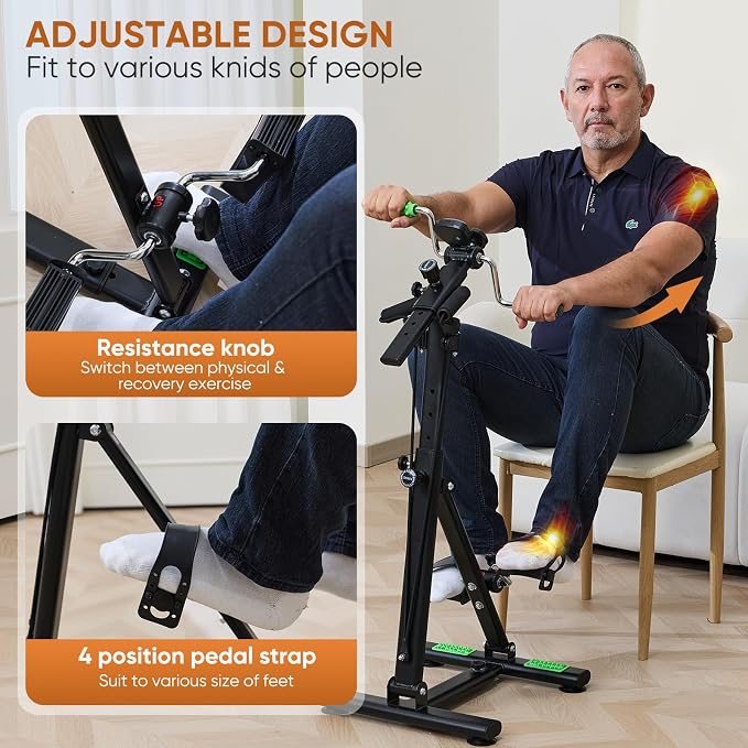 Pedal Exerciser Bike for Seniors, Hand and Leg Exercise Equipment for Knee and Arm Rehab, Stroke Recovery, Total Body Home Workout, Great Gift for Elderly Physical Therapy