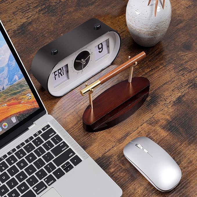 Pen Holder Desk Organizers and Accessories Desk Decor ，Exquisite Wooden Pen Holder ，with a Cool Pen and Two Refills for Office and Home (Style C)
