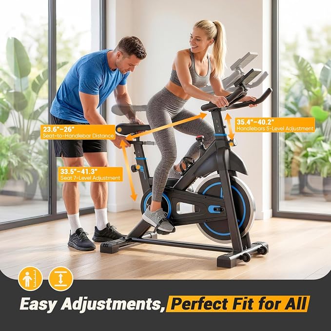 NEWBULIG Exercise Bike with APP, Stationary Bikes for Home, Workout Bike for Adults & Seniors, Cycle Machine, Adjustable Height and Resistance, Low Noise, 265lbs Weight Capacity, Easy Assembly