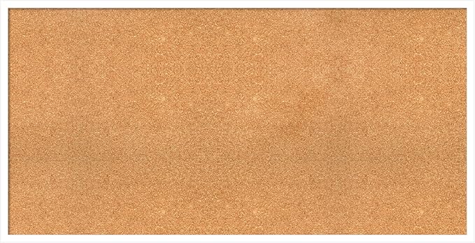 Amanti Art Natural Cork Board for Wall, 25x49 Vision Board with White Frame, Oversize Corkboard Office Decor for Home Organization, Modern Corkboard Pinboard to Display Items for Home Organization in