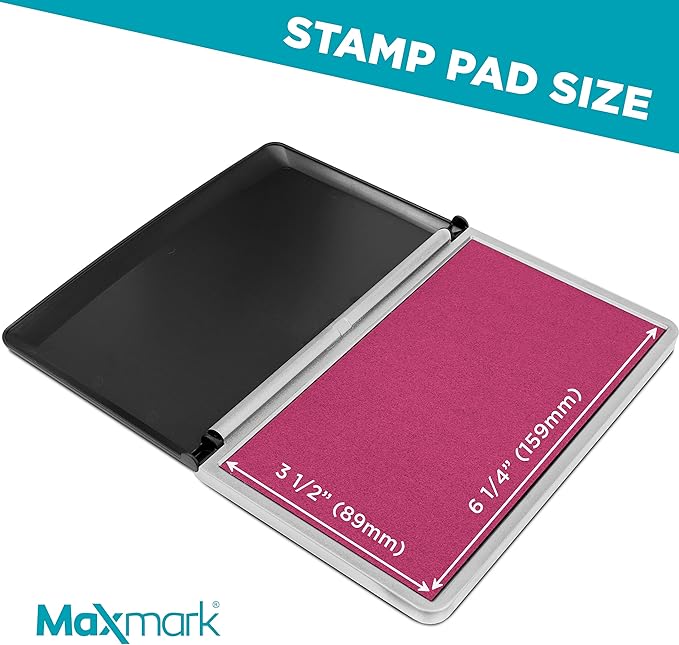 MaxMark Large Premium Pink Ink Stamp Pad - 3.5" x 6.25" - Quality Felt Pad