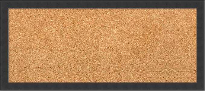 Amanti Art Natural Cork Board for Wall, 14x32 Vision Board with Black Wood Frame, Medium Corkboard Office Decor for Home Organization, Modern Contemporary Corkboard Pinboard to display items for home