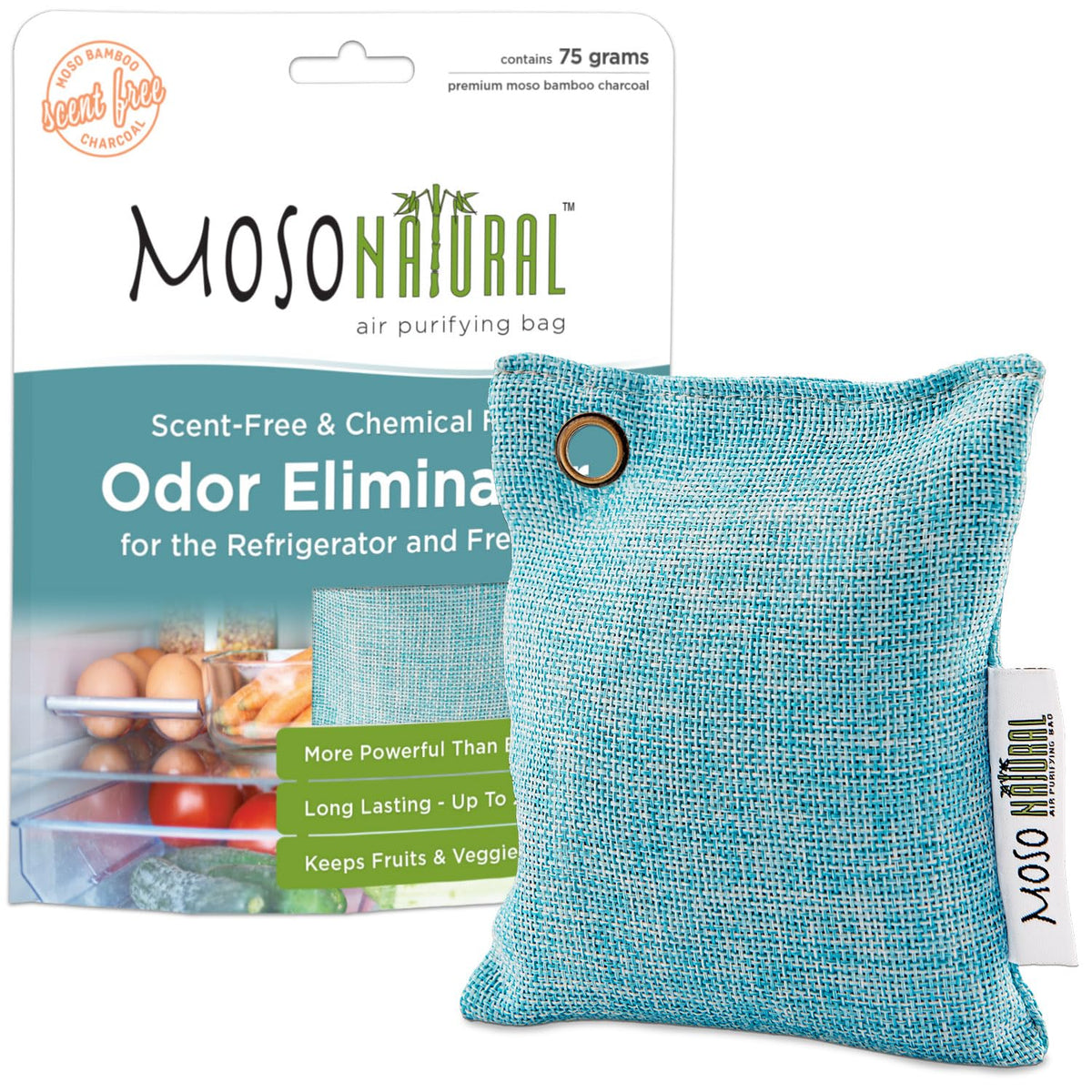 Moso Natural Bamboo Charcoal Fridge Deodorizer, Refrigerator & Freezer Odor Eliminator. Long-Lasting Air Purifying Bag, More Powerful than Baking Soda Fridge Odor Absorber